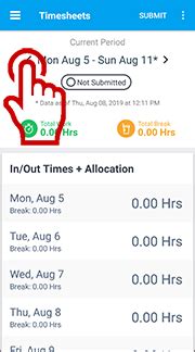 Entering time in an in/out timesheet using Replicon Mobile - Replicon