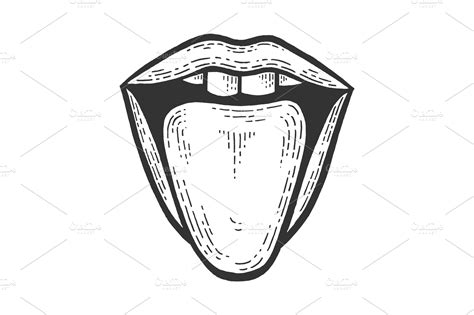 Tongue from mouth sketch vector | Custom-Designed Illustrations ...