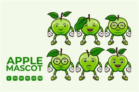 Set of Cute Apple Mascot Logo Design Graphic by Mily Studio · Creative ...