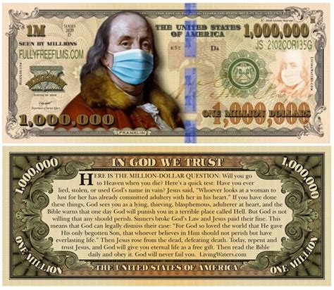 Masked Benjamin Franklin Million Dollar Bill Gospel Tract Money Note ...