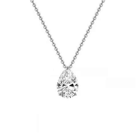 1 Carat Solitaire Floating Pear Lab Diamond Necklace in 14K Gold ...