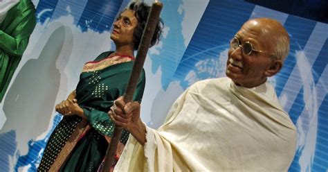 Stock Pictures: Mahatma Gandhi and Indira Gandhi together at Madame Tussauds London