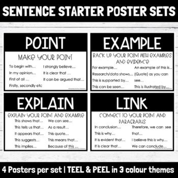 PEEL and TEEL Paragraph Structure Display Sets and Sentence Starter ...