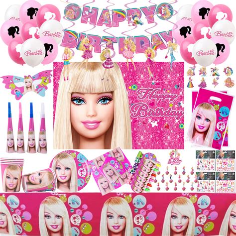 Barbie themed girls' birthday party decorations, paper plates ...