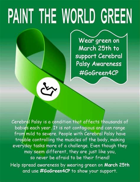 Cerebral Palsy Awareness Day is March 25. Paint the World Green and ...