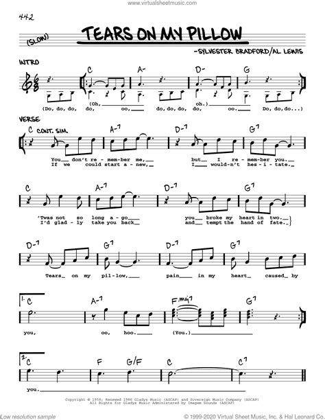 Tears On My Pillow sheet music (real book - melody and chords) (real book)