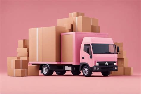 Premium AI Image | A minimalistic cartoon flat design logistics post delivery truck with a lot ...