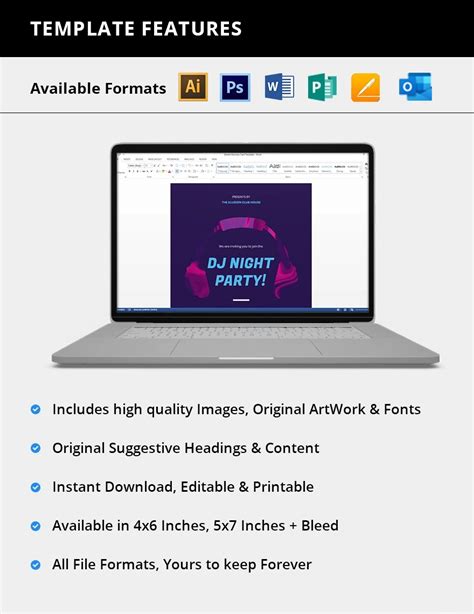 DJ Party Invitation Template in Word, Illustrator, Publisher, Pages, PSD, Outlook - Download ...