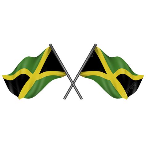 Jamaica Nation Flag Crossing And Waving With Realistic 3d Texture Rendering Design, Jamaica Flag ...