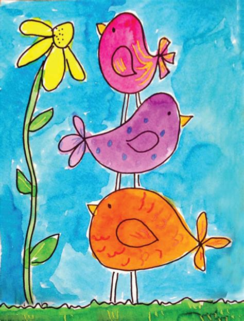 Draw Simple Birds · Art Projects for Kids