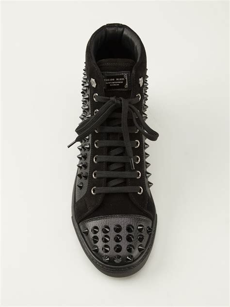 Lyst - Philipp Plein Studded Hitop Sneakers in Black