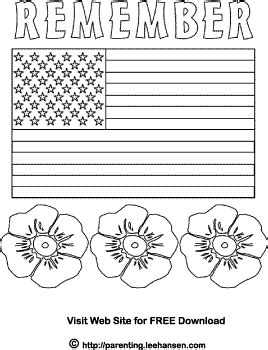 Poppy and Flag USA Remember Veterans Patriotic Coloring Poster