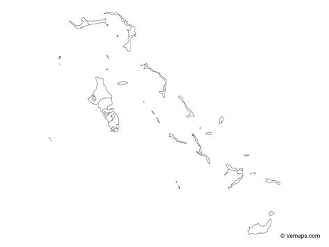 Outline Map of Bahamas with Districts | Free Vector Maps