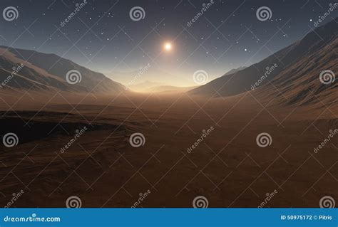 Sunset on Mars. stock illustration. Illustration of design - 50975172