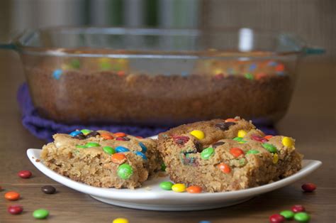 White Chocolate, Peanut Butter M&M Blondies | Wishes and Dishes