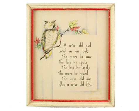 Vintage Wise Old Owl Poem Small Print Buzza Motto Free | Etsy in 2021 ...