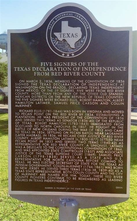 Five Signers of the Texas Declaration of Independence from Red River ...