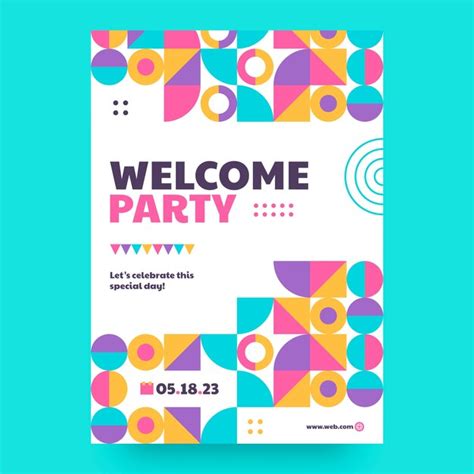 Premium Vector | Flat design welcome party poster template