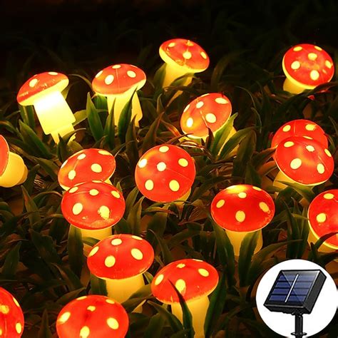 Solar Mushroom Lights Holiday Garland String Lights 7M-50LEDs 6.5M ...