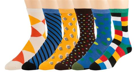 Men's Colorful Dress Socks 6 Pairs Fun Funky Assorted Patterned Socks ...