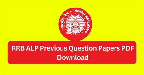 RRB ALP Previous Question Papers PDF Download - Tamilanguide