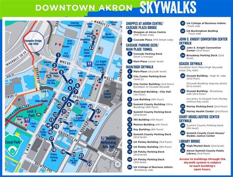 Akron downtown skywalks map - Ontheworldmap.com