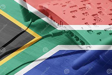 Flag of South Africa Layered Over a WIFI Router Stock Photo - Image of ...