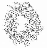 Poinsettia Wreath With Jingle Bells Coloring Page  Free Printable sketch template