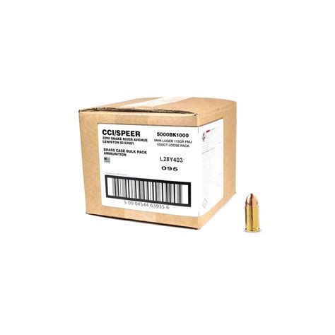 CCI Blazer Brass 9mm Luger Ammo 115 Gr FMJ 1000 Rounds Bulk Loose Pack ...