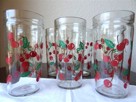 Vintage Cherries Drinking Glasses Tumblers by RoyalVintageGlass, $70.00 | Vintage glassware ...