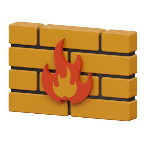 firewall 3d render icon illustration with transparent background, cyber ...