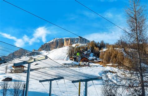 Pordoi Pass with Serpentines and Sella Group in Winter Stock Image ...