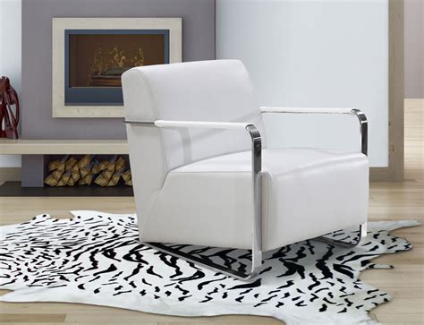 Modern White Leather Low Profile Lounge Chair Sacramento California VIG ...