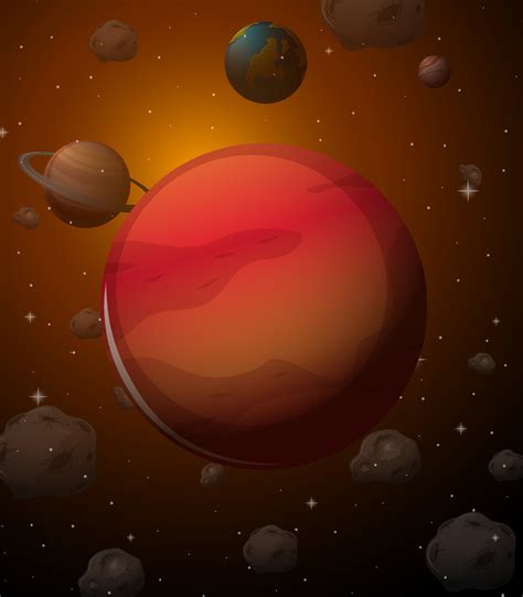 Mars planet on space background 5839826 Vector Art at Vecteezy