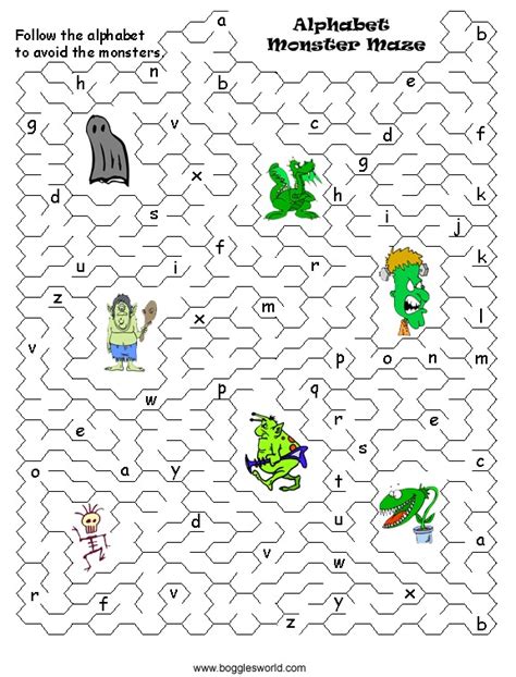 Boggle’s World Alphabet Mazes | Worksheets Samples