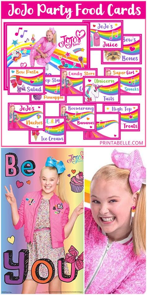 JoJo Siwa Party Printable Food Cards + Free Sign! | Jojo siwa birthday, Tween party games, Craft ...