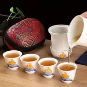 Portable Chinese Tea Set Sheep Fat Jade Ceramic Travel Kit 1 - Temu