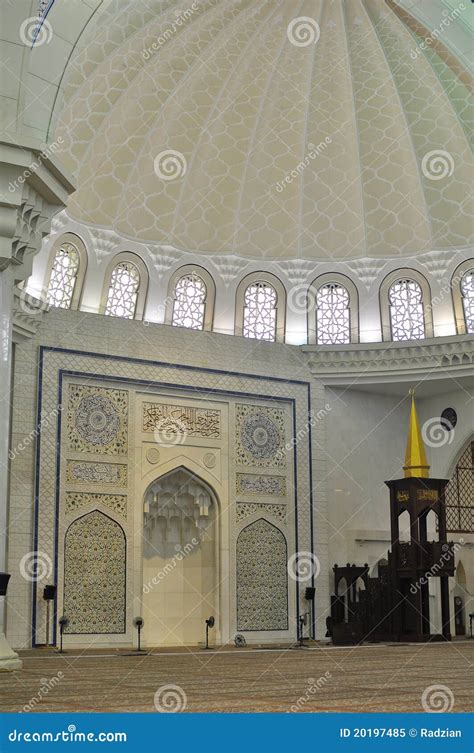 The Beautiful Interior Design Of Wilayah Mosque Stock Image - Image ...