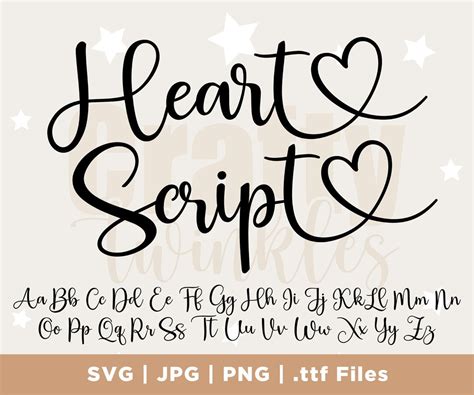 Heart Script Font Script Font Font With Hearts Font With - Etsy