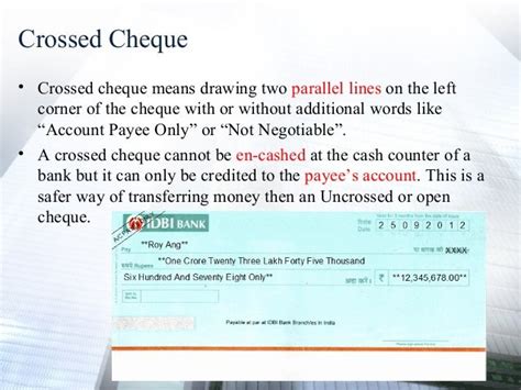 Cheque meaning crossing and types