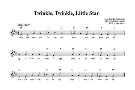 Twinkle, Twinkle, Little Star: Chords, Lyrics, and Sheet Music for B ...