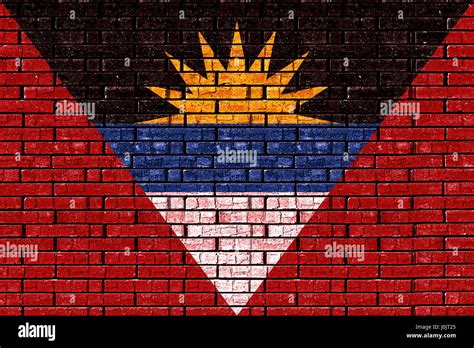 Illustration of the flag of Antigua and Barbuda looking like it is painted onto a wall Stock ...