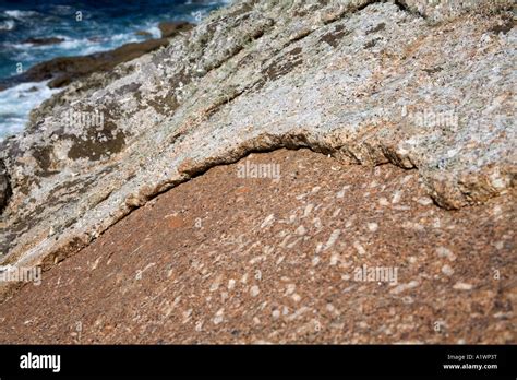 onion skin weathering on granite boulder near to Sennen cornwall Stock ...