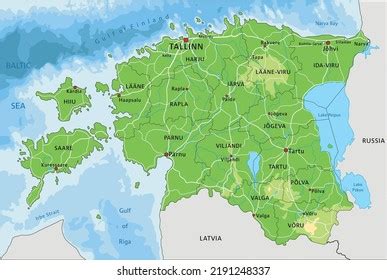 Highly Detailed Estonia Physical Map Labeling Stock Vector (Royalty ...