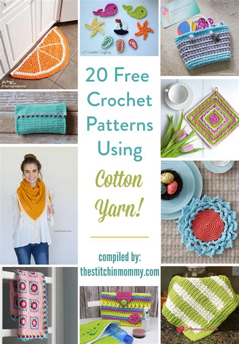 20 Free Crochet Patterns Using Cotton Yarn! | Cotton yarn crochet ...