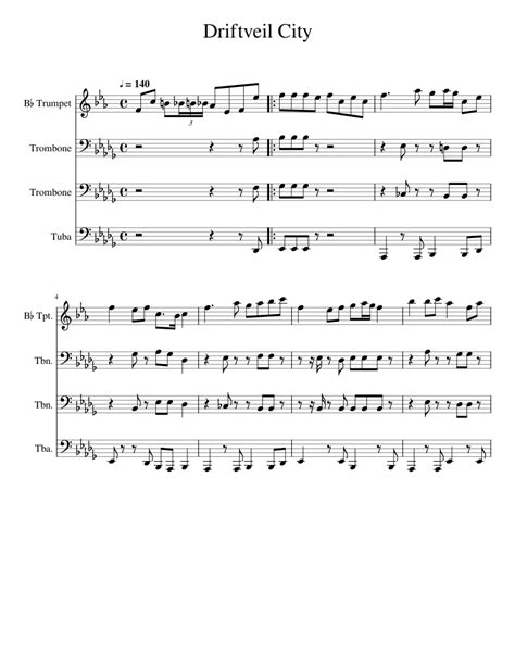 Driftveil City Sheet music for Trumpet, Trombone, Tuba | Download free in PDF or MIDI ...