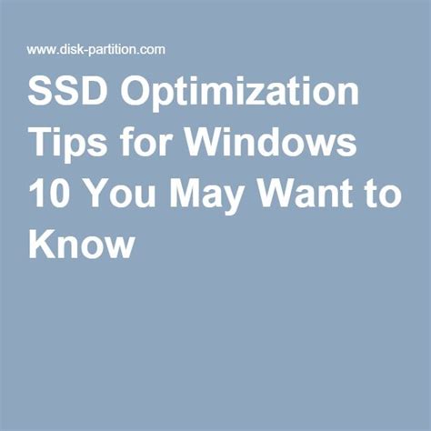 SSD Optimization Tips for Windows 10 You May Want to Know | Optimization, Windows 10, Windows