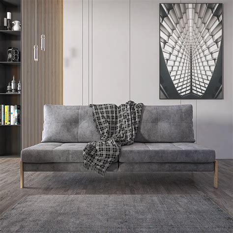 Grey Velvet Modern Sofa 3D Model