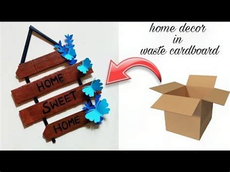 Wall hanging with cardboard | DIY || home sweet home cardboard craft simple and easy - YouTube ...