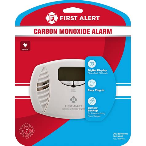 Carbon Monoxide Alarm Smoke Detector Plug In Sensor Warning Battery ...